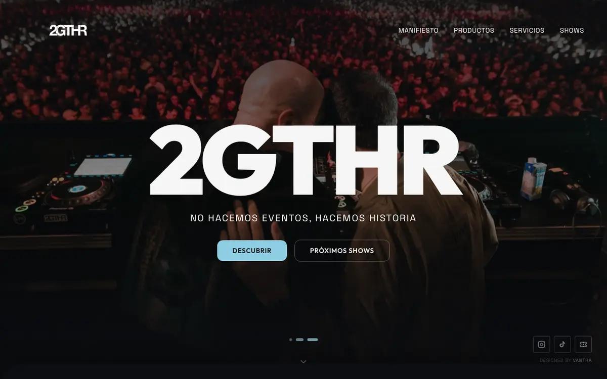2GTHR website, events production company