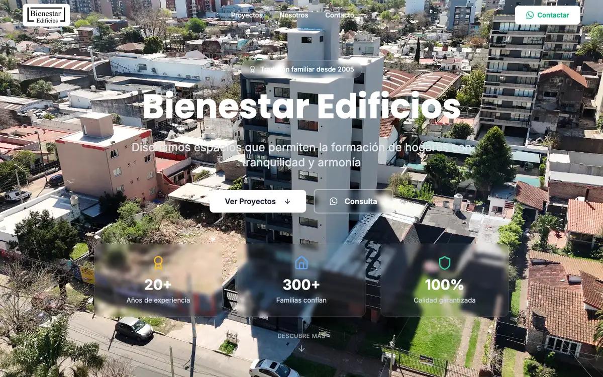 Bienestar Edificios website, real estate development