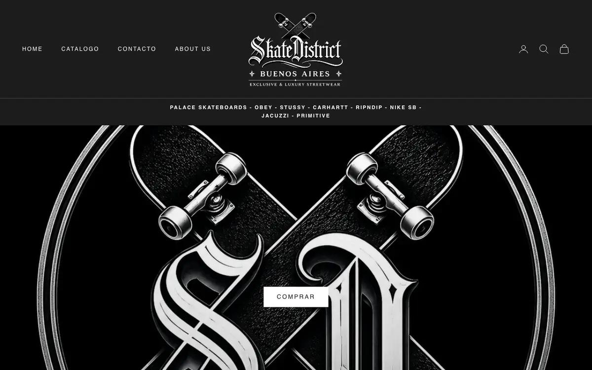 Skate District website, premium streetwear